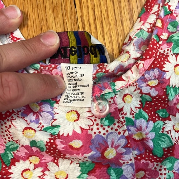 Vintage 100% Rayon Button Down Floral Girls Dress 10 - Picture 4 of 5